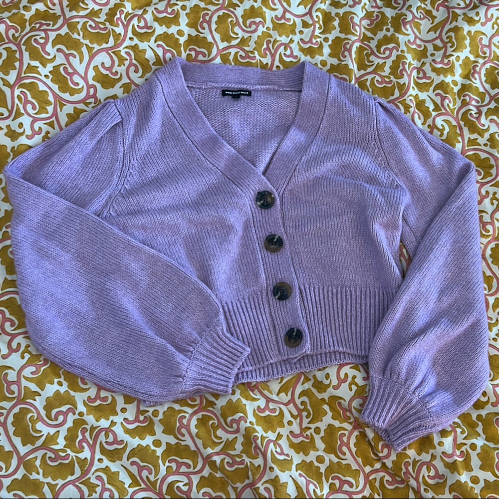 Who What Wear Lilac Button-Up Cardigan